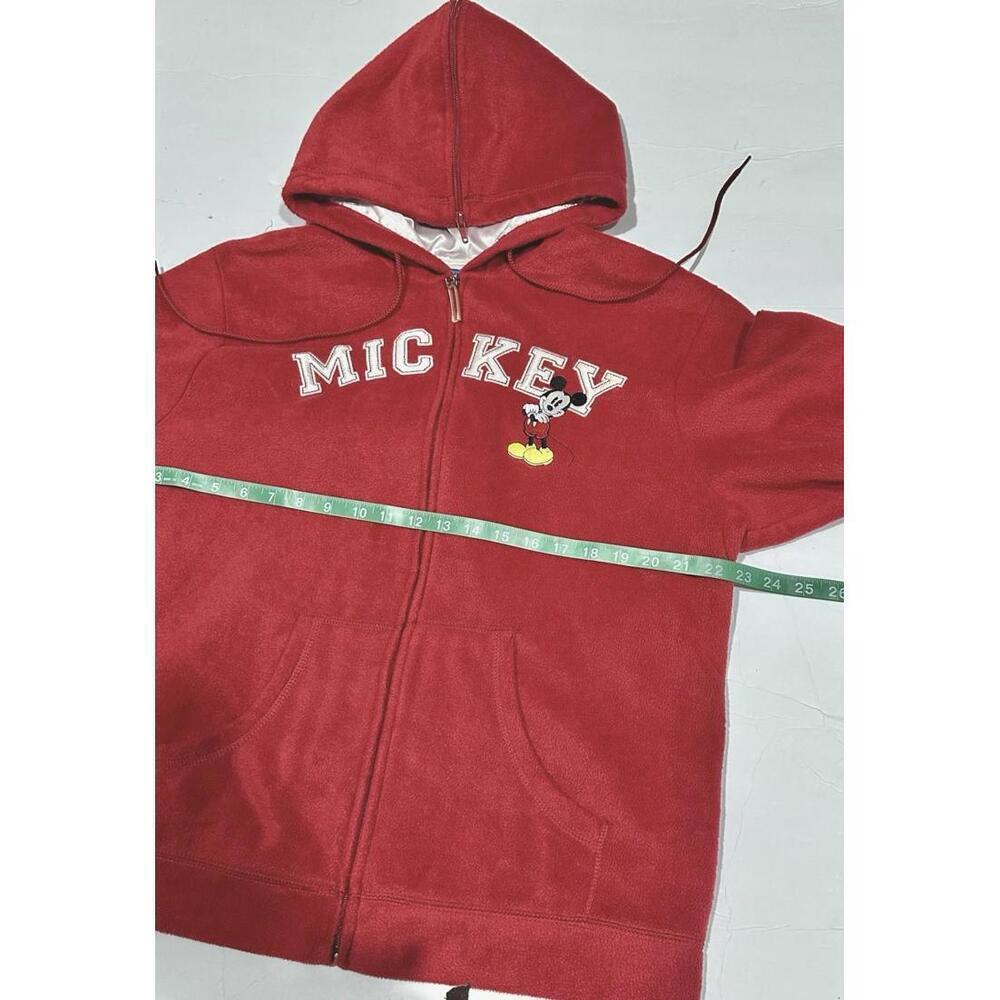 Disney Girl's Mickey Mouse Red Full Zip Hoodie Embroidery Satin Hood Fleece LG - Picture 13 of 15